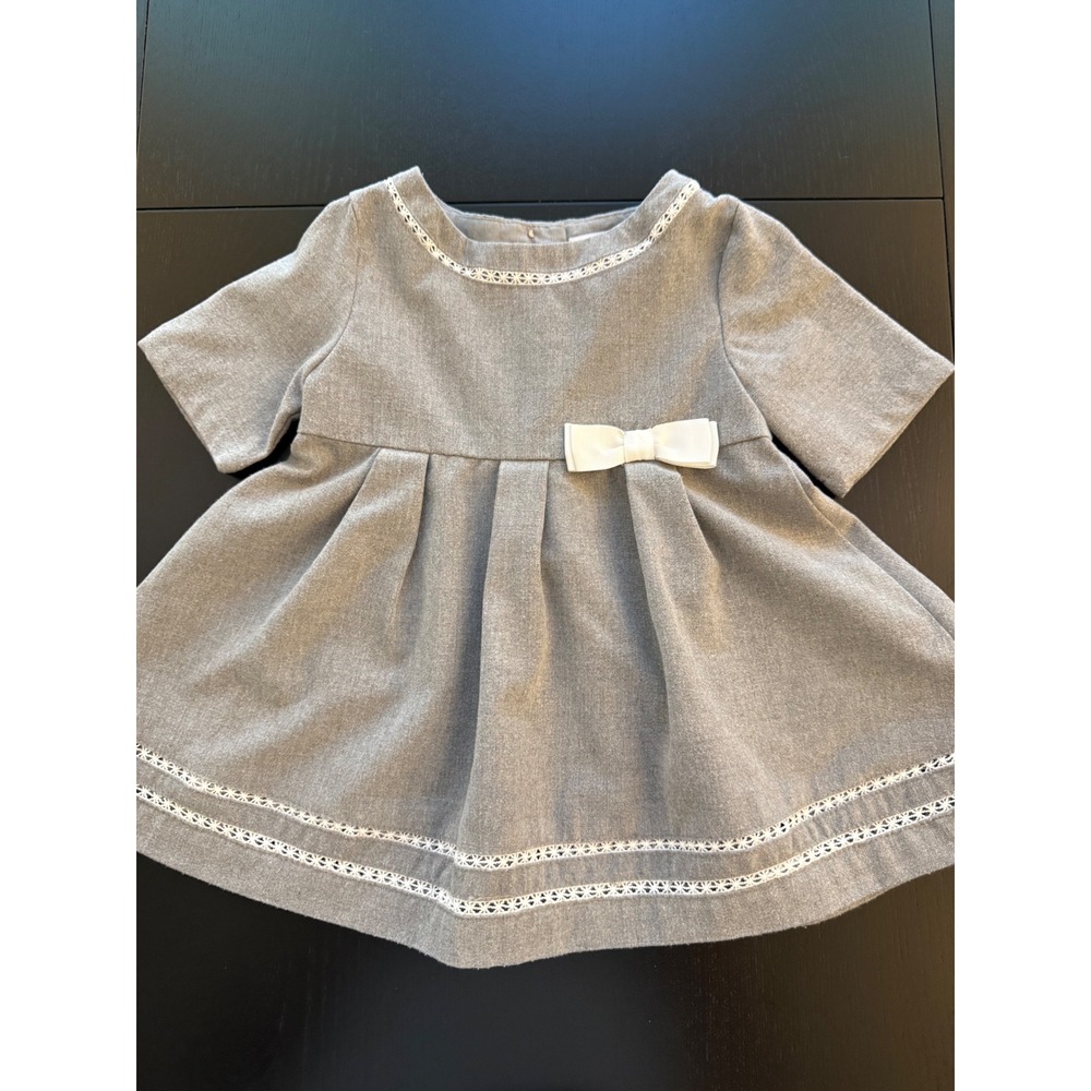 Tahari Bow Dress Toddler Girls 2T Gray Short Sleeve Party Wedding - Picture 5 of 9